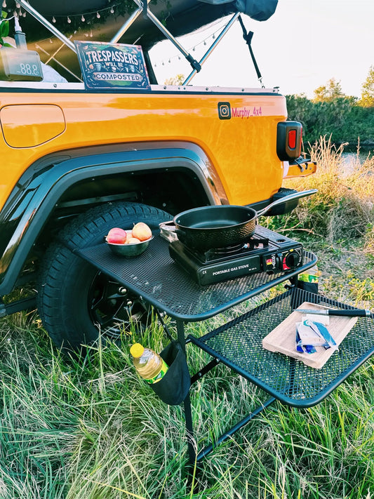 Aluminum Tailgate Table With Cupholders Adjustable Height