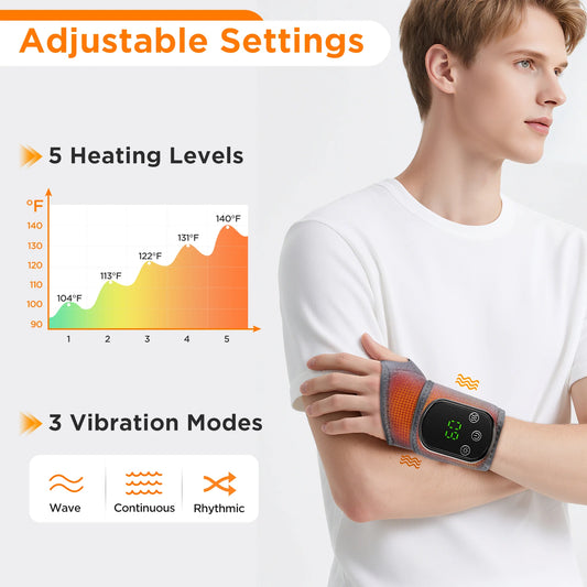 Cordless Wrist Hand Heated Vibration Massager