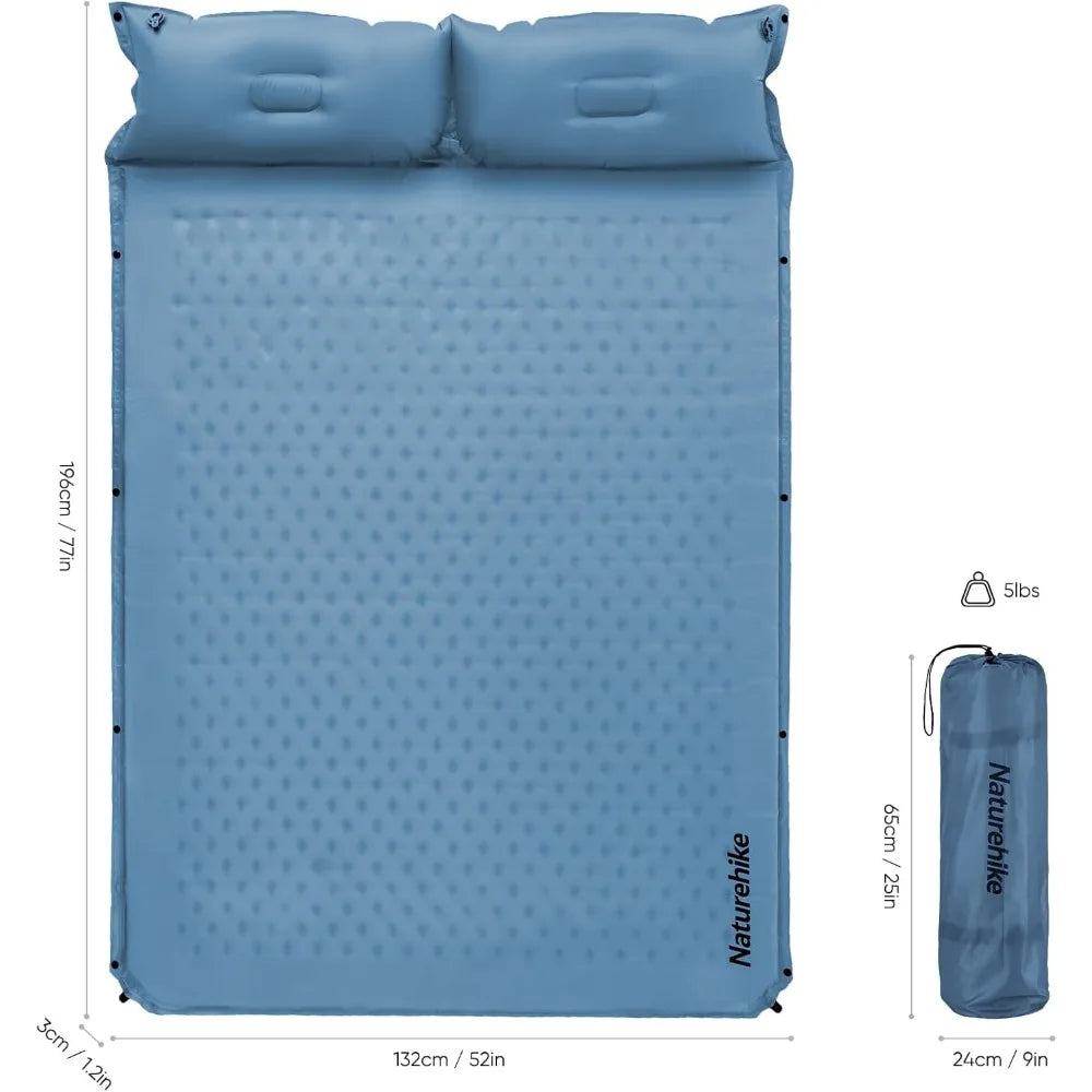 Portable Self-Inflating Sleep Pad with Pillow
