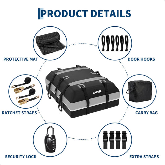21 Cubic Feet Waterproof Car Rooftop Cargo Carrier Bag Soft Shell Roof