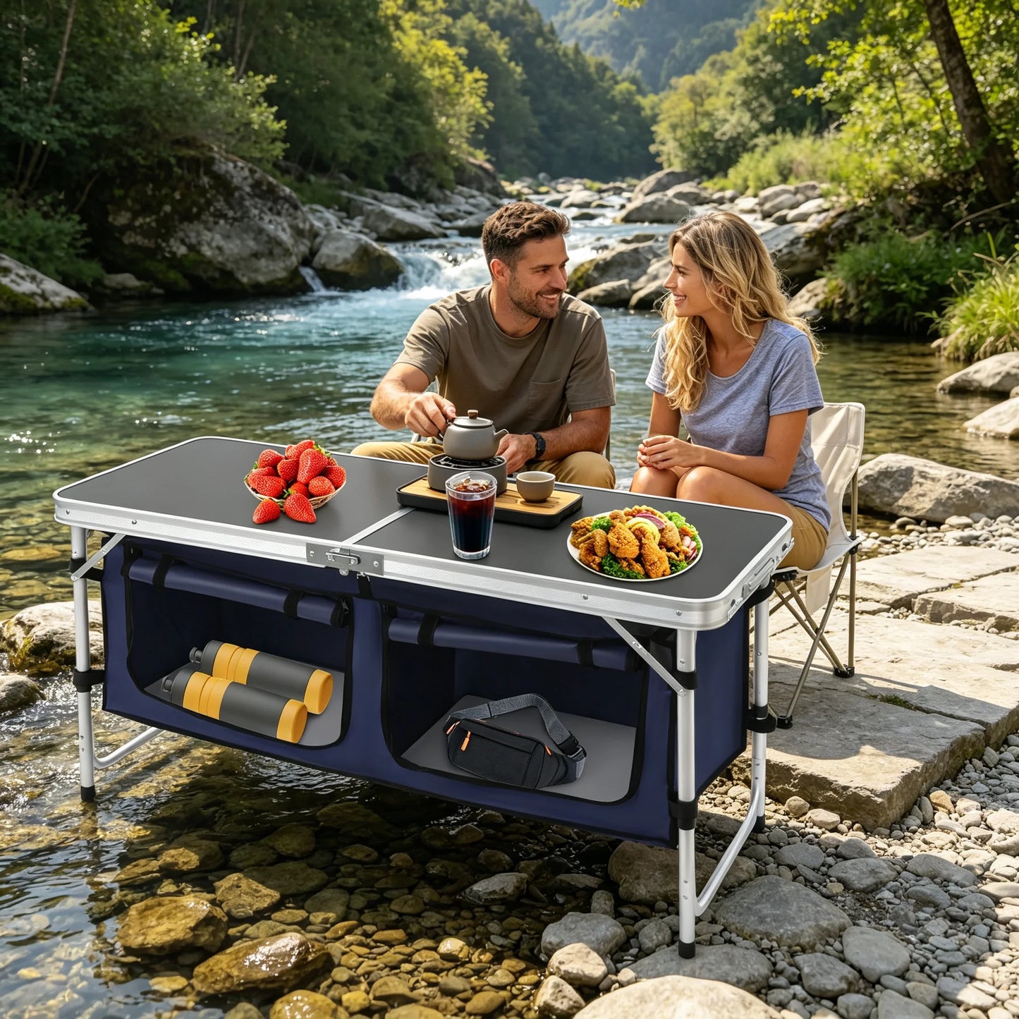 Portable Camping Table Folding Camping Table with Adjustable Legs
