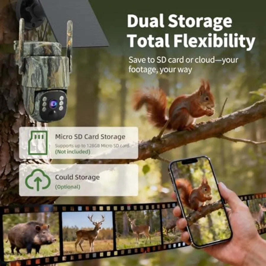 4G LTE cellular trail camera 2 pack , solar-powered ABS plastic body, black, 2K live streaming with 360