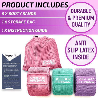 XGear Fitness Set of 3 Womens  Exercise Bands