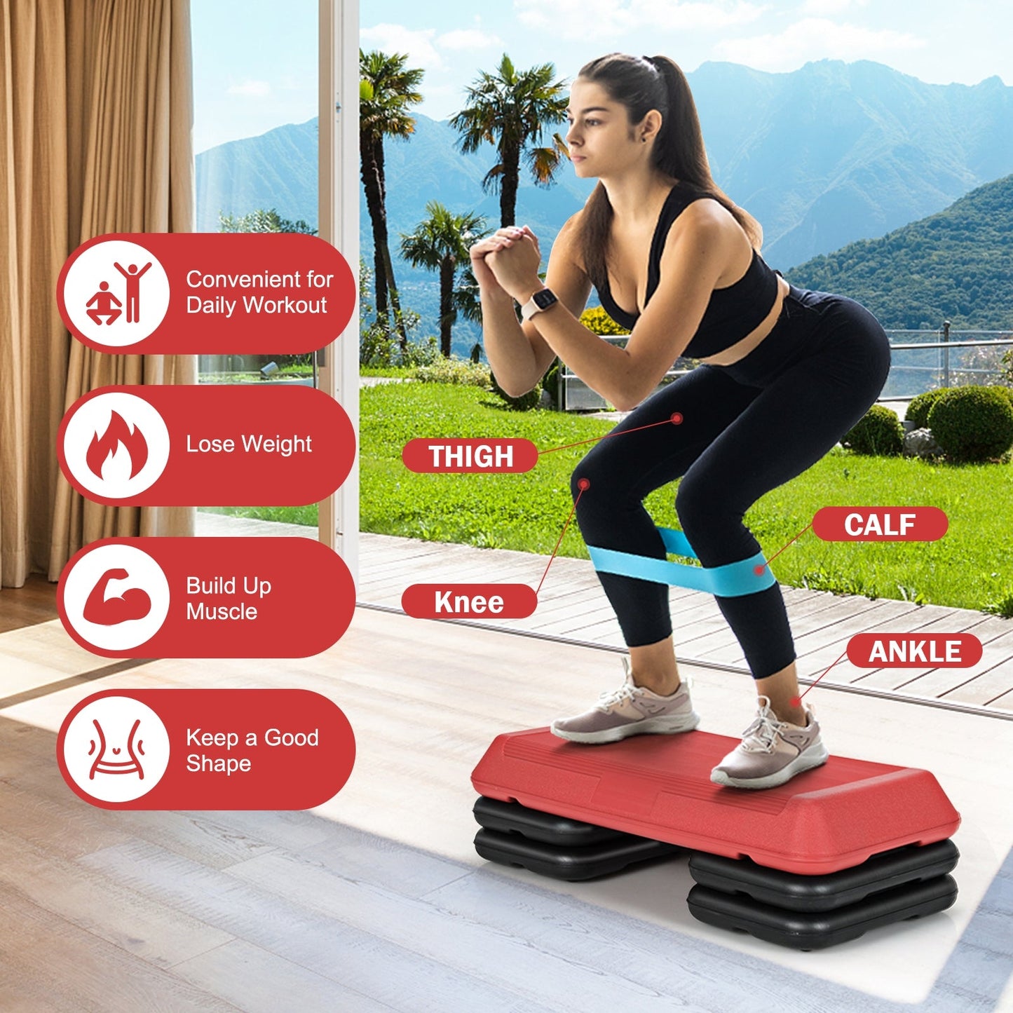 Adjustable Aerobic Stepper Exercise Platform
