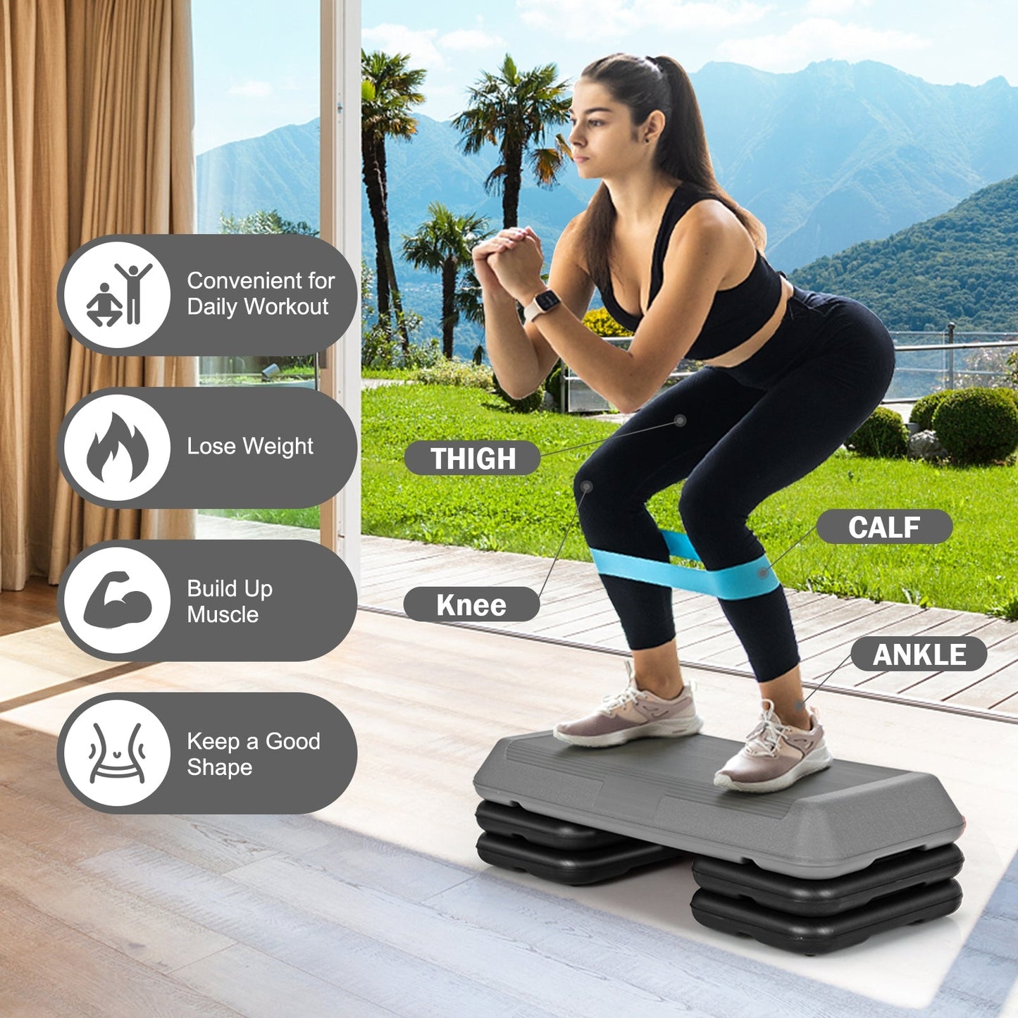 Adjustable Aerobic Stepper Exercise Platform