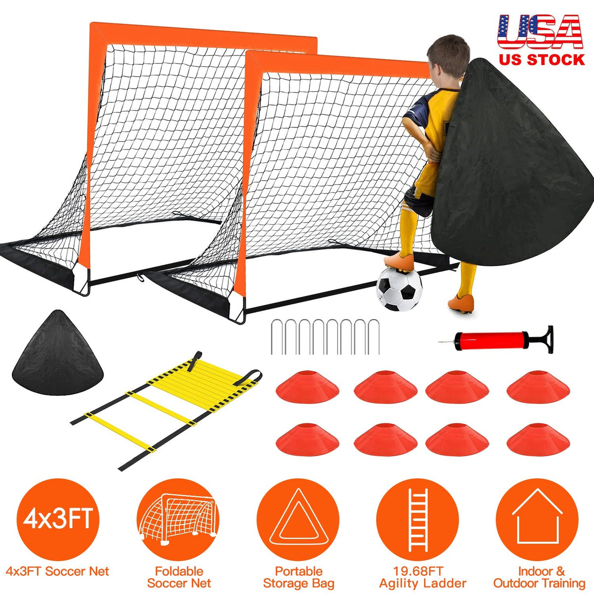 Gbruno Kids Soccer Training Set (4x3 ft Goal)