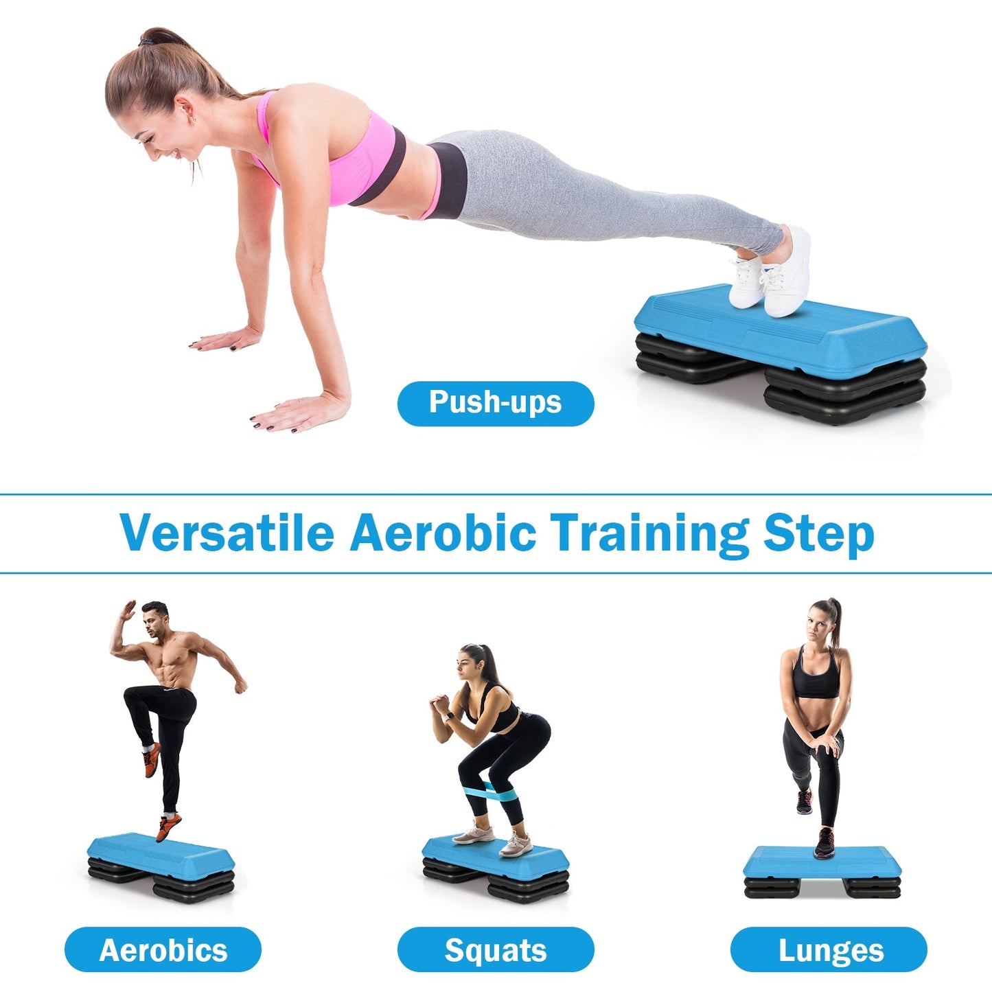 Adjustable Aerobic Stepper Exercise Platform