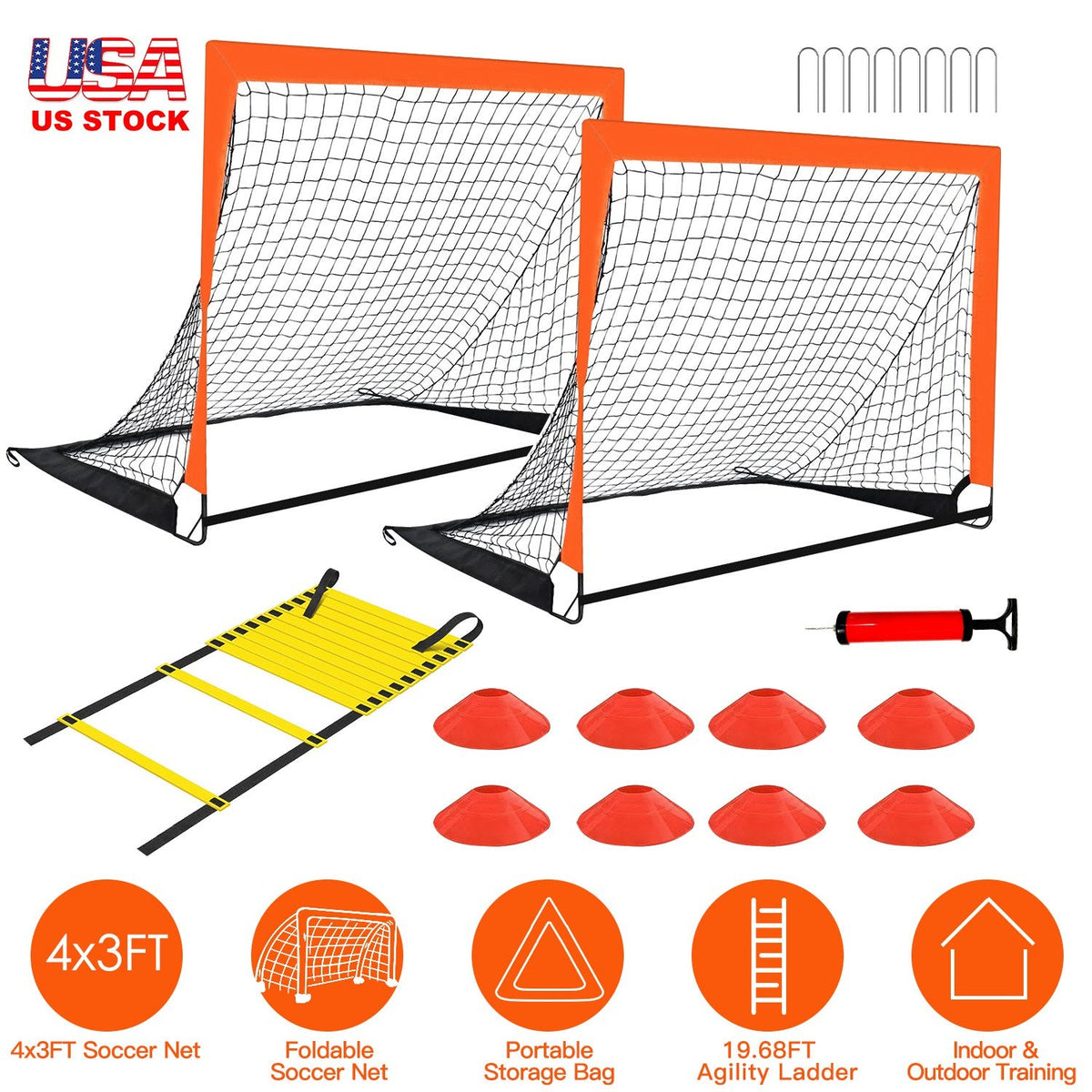 Gbruno Kids Soccer Training Set (4x3 ft Goal)