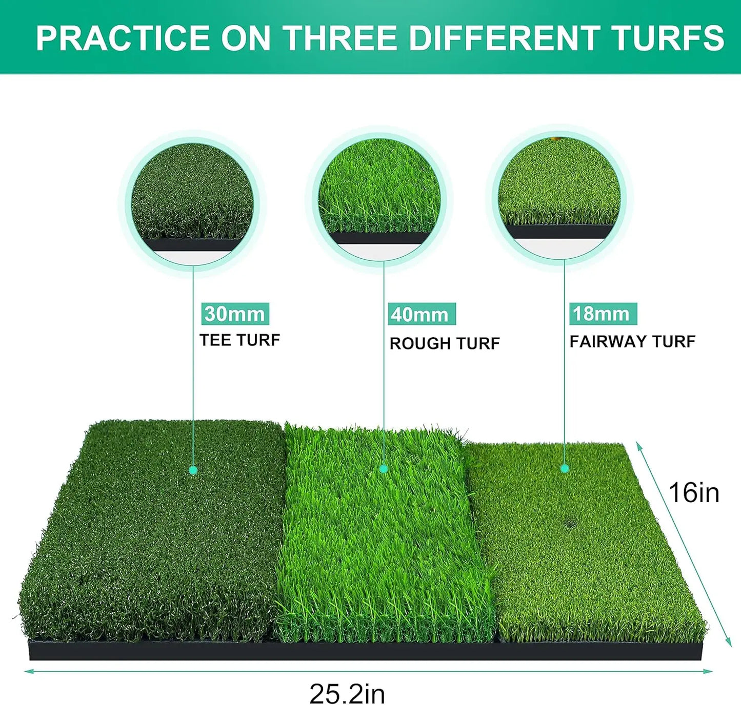 Golf Hitting Mat, Thickened Golf Practice,Non-Slip Rubber Back