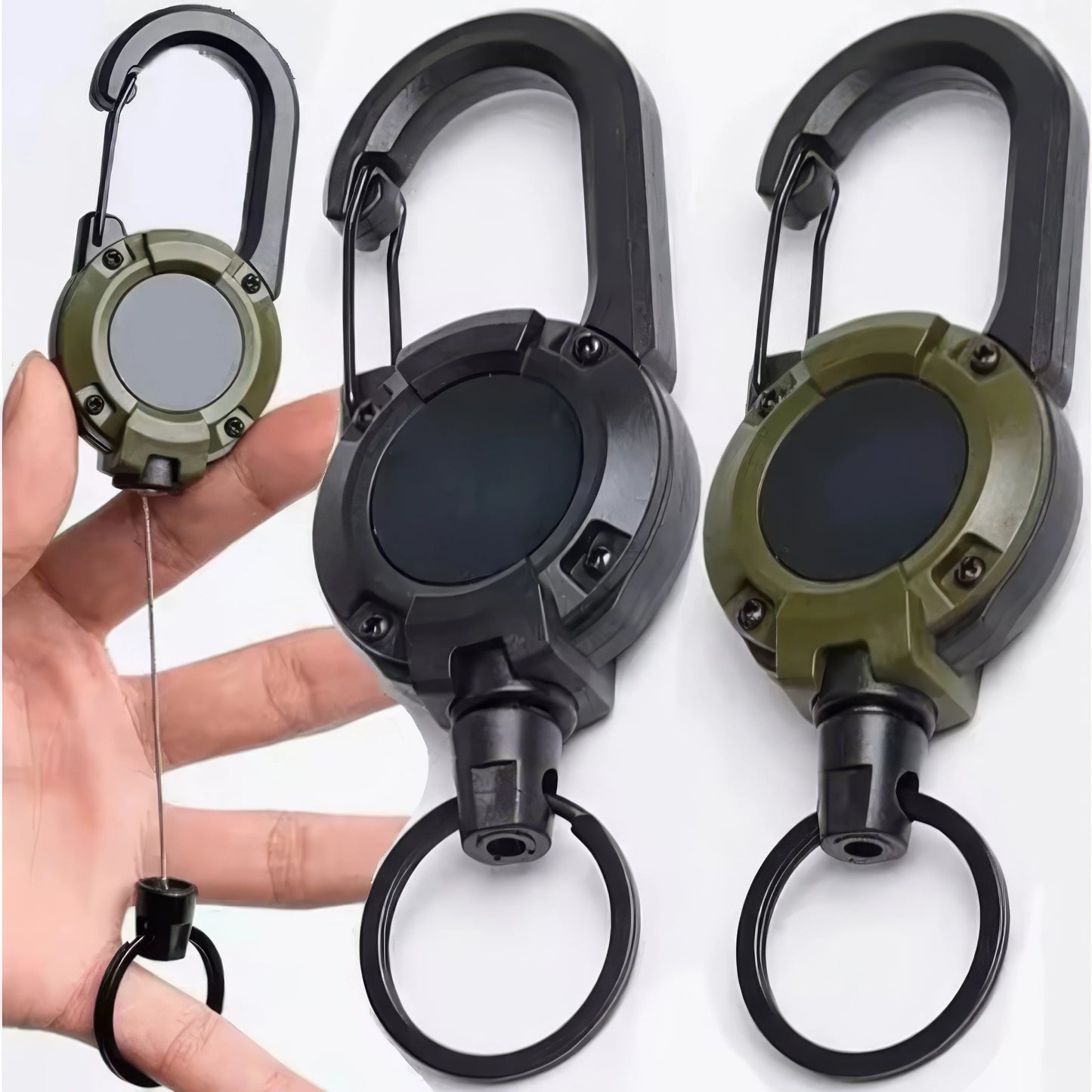 1/2 Piece Retractable Keychain in Black,
