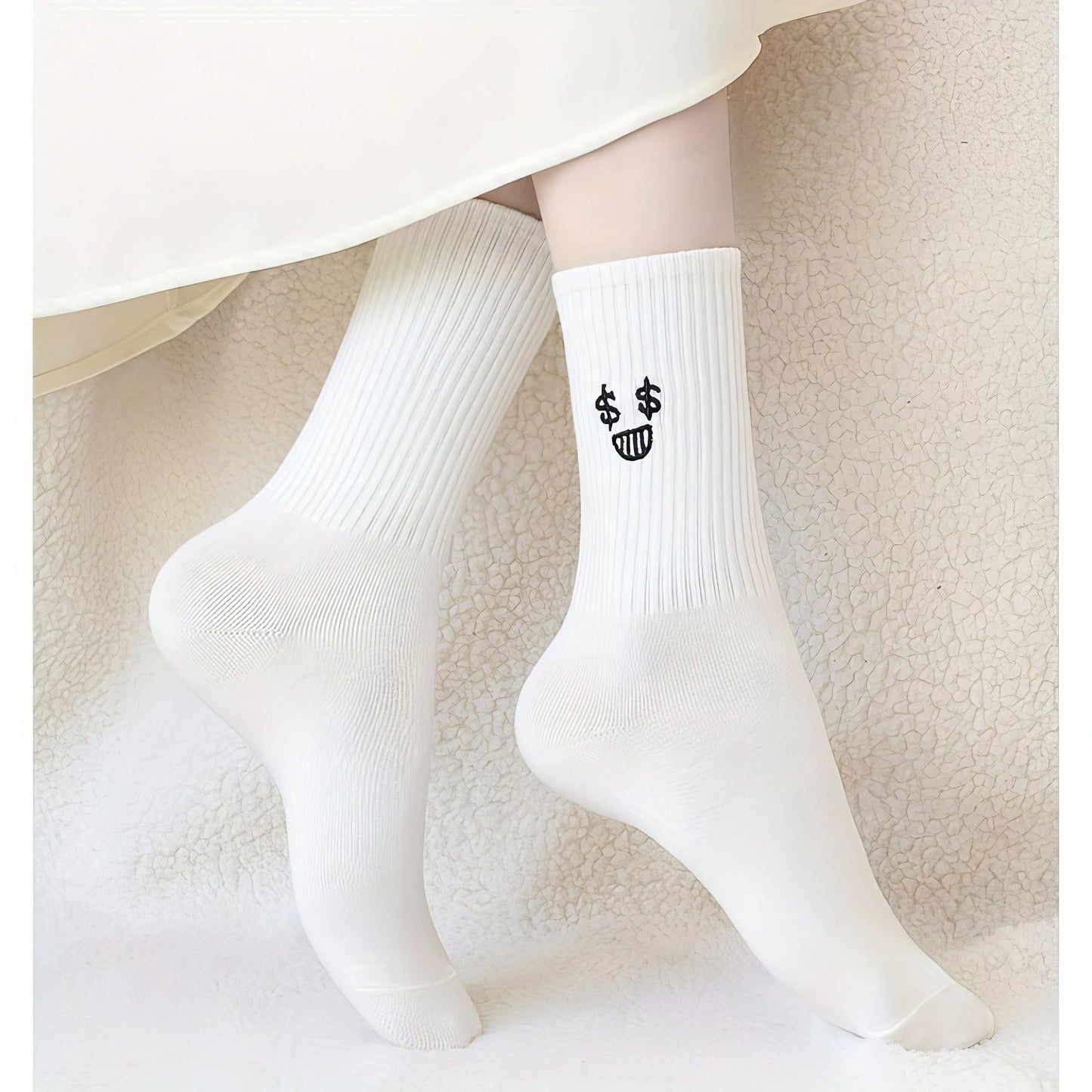 5 Pairs of Breathable and Comfortable Emoji Socks, Soft and Cute, Suitable for Daily Wear, Sports and Fitness
