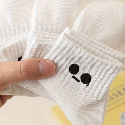 5 Pairs of Breathable and Comfortable Emoji Socks, Soft and Cute, Suitable for Daily Wear, Sports and Fitness