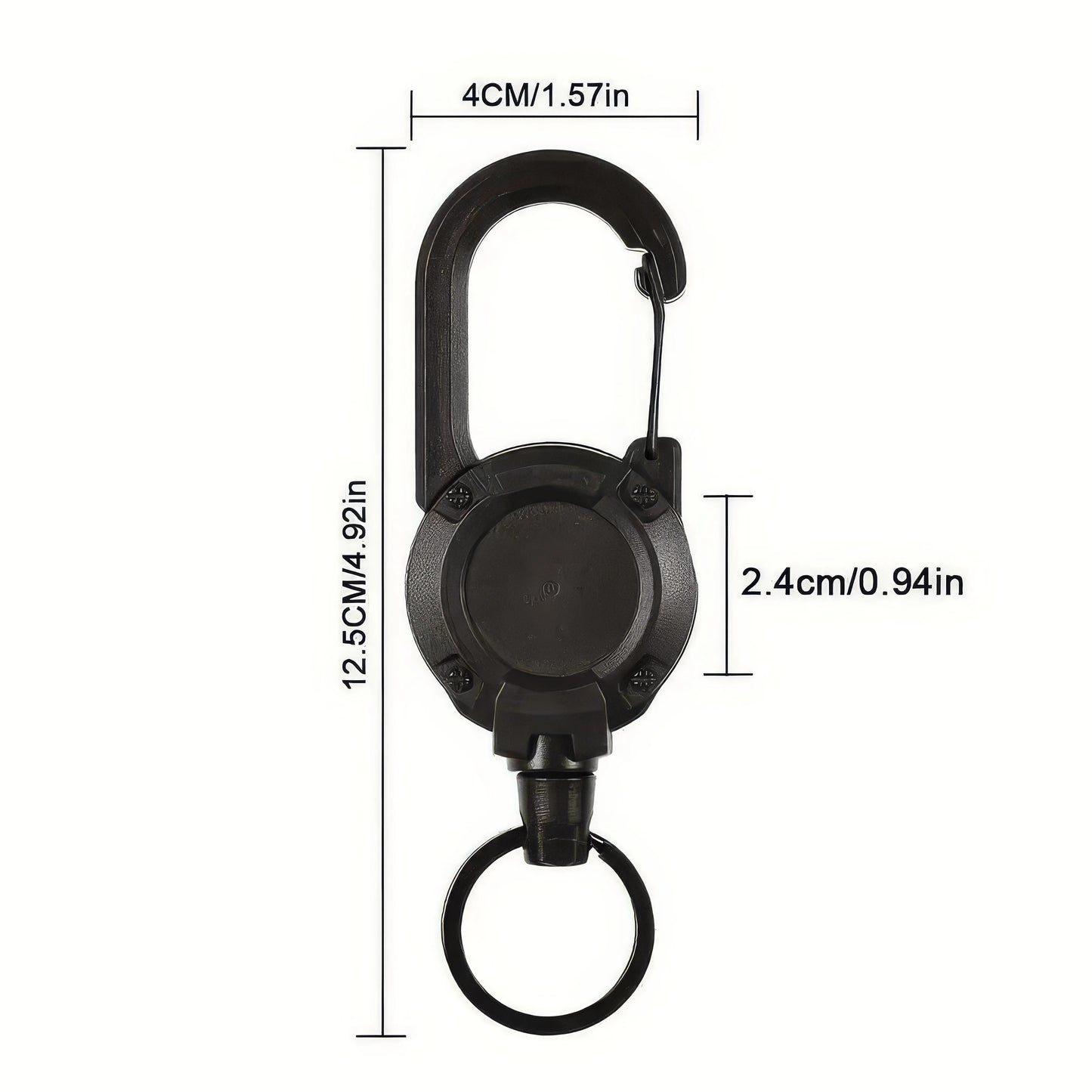 1/2 Piece Retractable Keychain in Black,