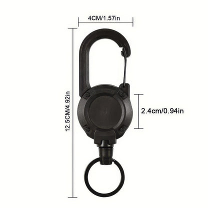 1/2 Piece Retractable Keychain in Black,