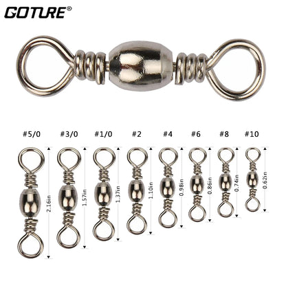 Goture 200pcs Barrel Fishing Swivel Size Rolling Swivels