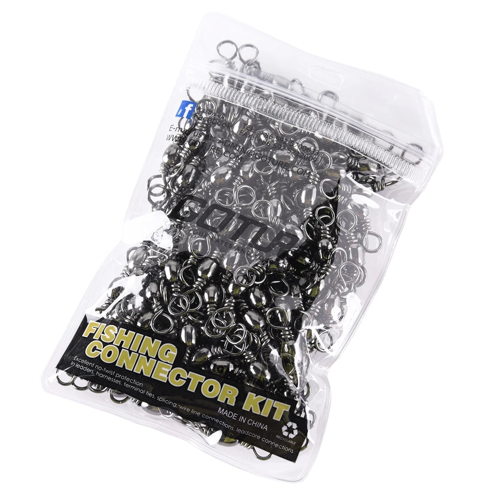 Goture 200pcs Barrel Fishing Swivel Size Rolling Swivels