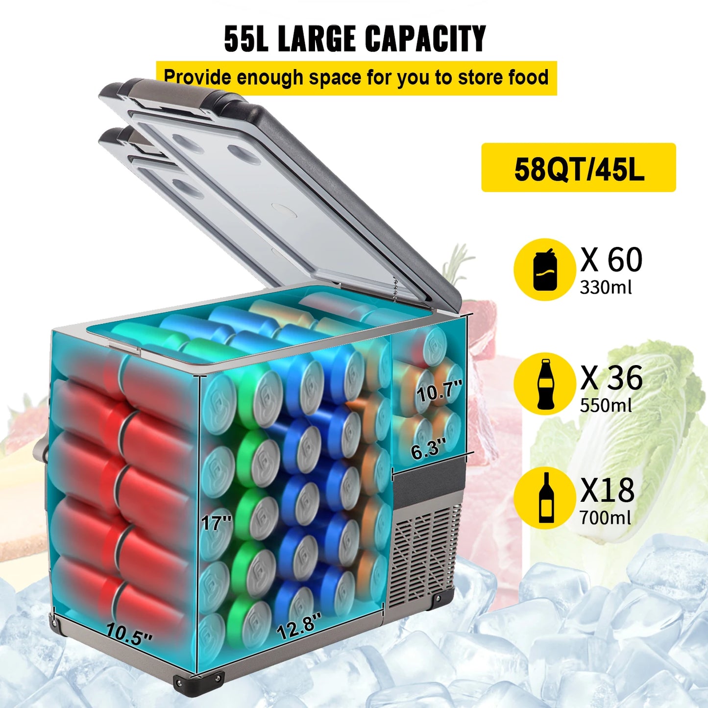 Car Refrigerator Mini Fridge Freezer Portable Compressor Cooler