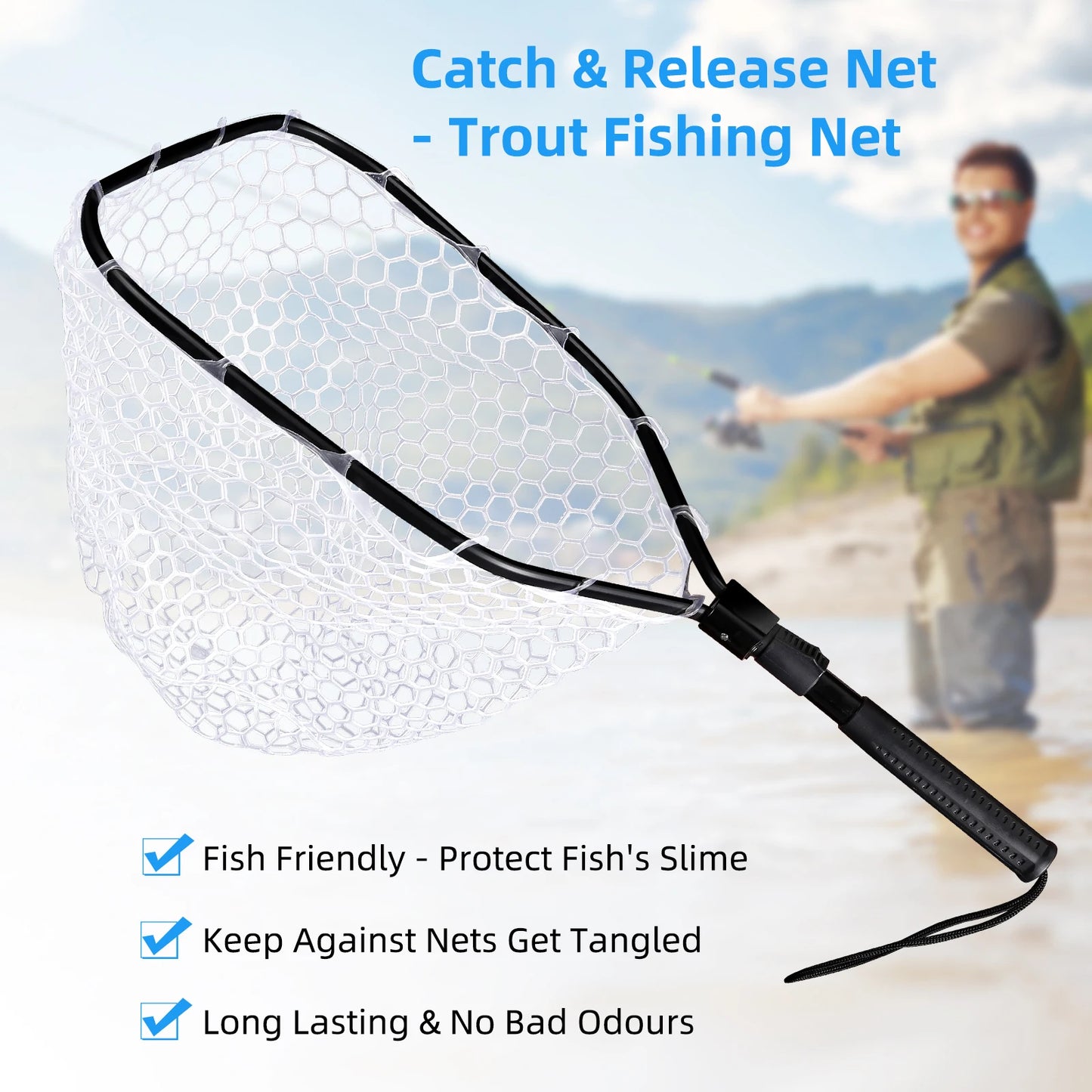 Foldable Fish Net for Trout Fly Fishing