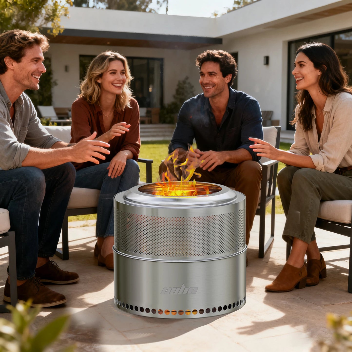 Wood Burning Firepit,Large Stainless Steel Smokeless