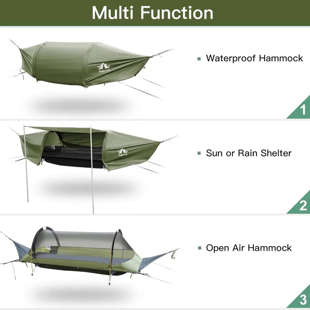 Flat Lay Hammock Tent with Trekking Poles for 1 Person Flat Lay Hammock