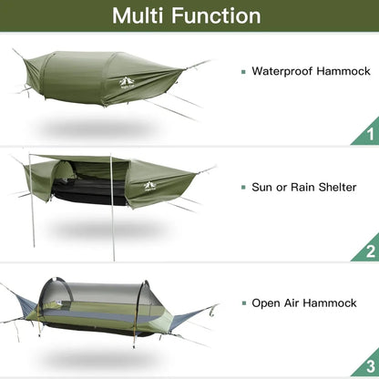 Flat Lay Hammock Tent with Trekking Poles for 1 Person Flat Lay Hammock