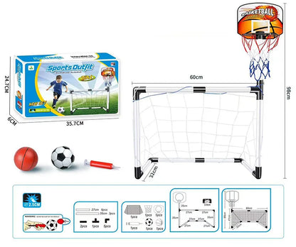 Kids 2-in-1 Soccer & Basketball Goal Set