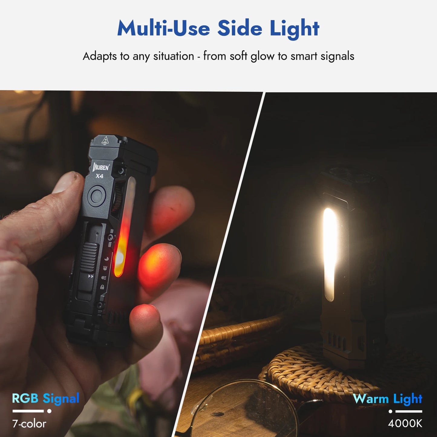 Flat Flashlight with RGB Light, 1500 Lumens Mini Flashlight with Tactical Switch and Magnetic,