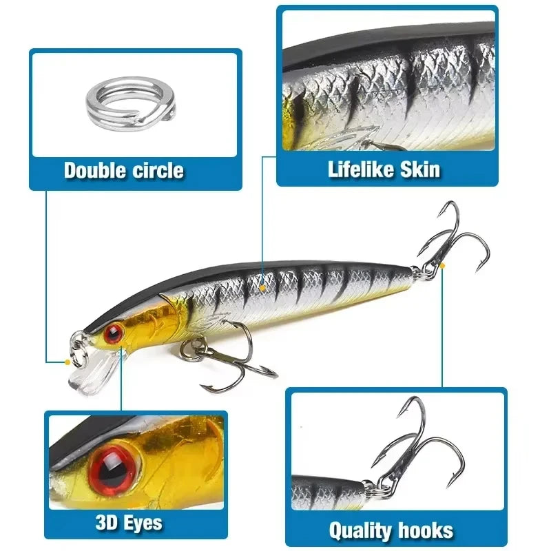 10pcs 9g/10cm Fishing Lures Minnow