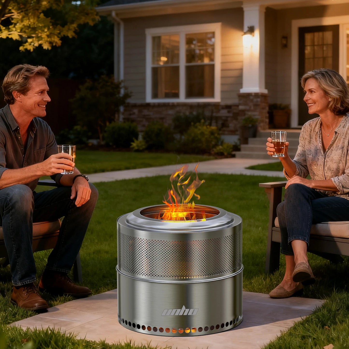 Wood Burning Firepit,Large Stainless Steel Smokeless