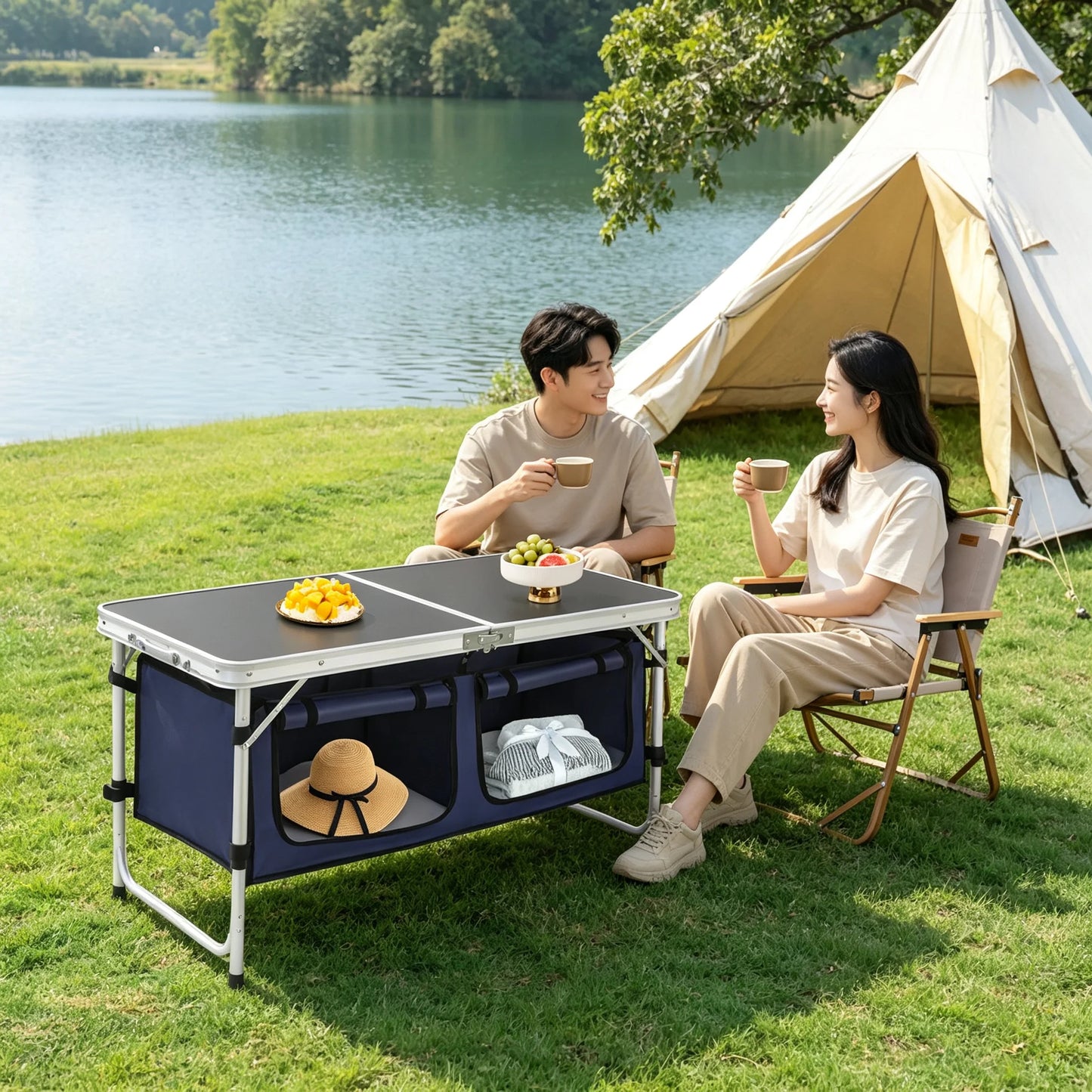 Portable Camping Table Folding Camping Table with Adjustable Legs