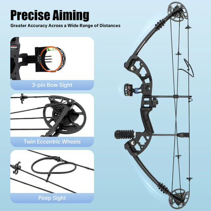 Compound Bow Arrow Set 30-55lb Adjustable Draw