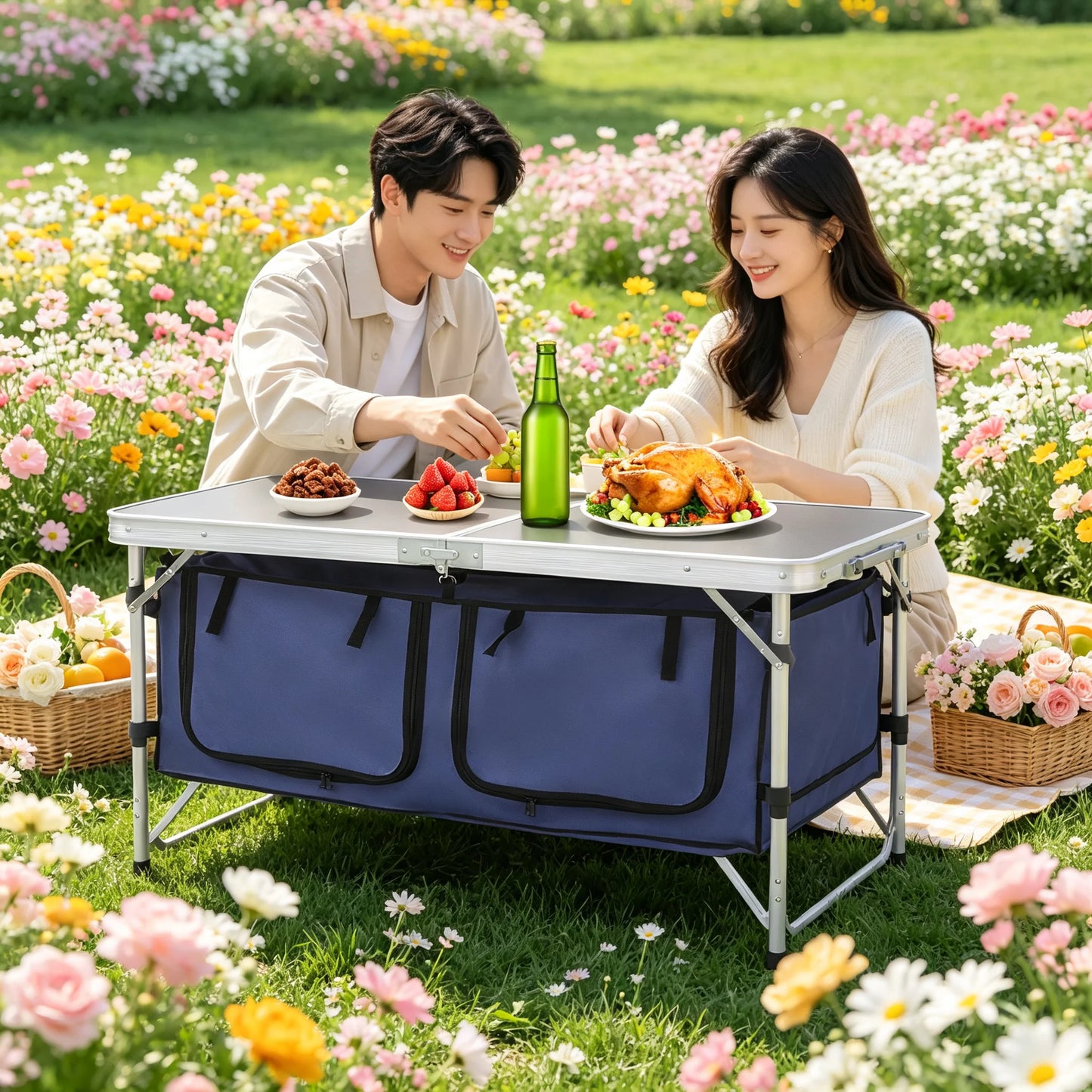 Portable Camping Table Folding Camping Table with Adjustable Legs