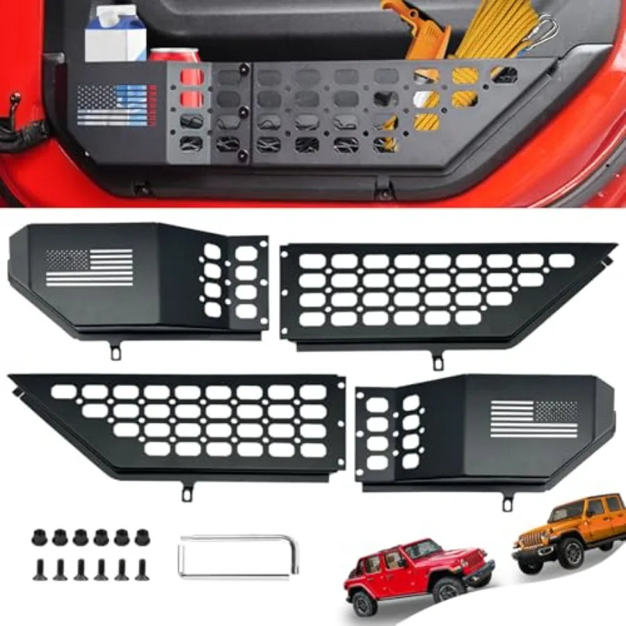 Metal Front Door Pocket Storage Box For Wrangler Door Pocket for Wrangler JL/JLU 4XE 2018-2025 and Gladiator JT (2020-2025