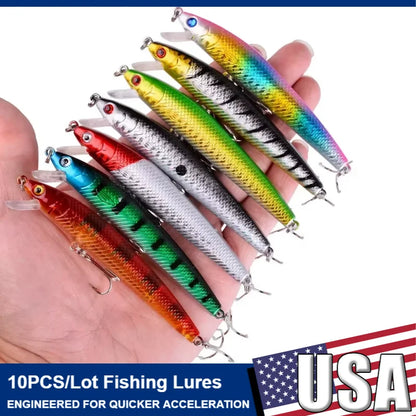 10pcs 9g/10cm Fishing Lures Minnow