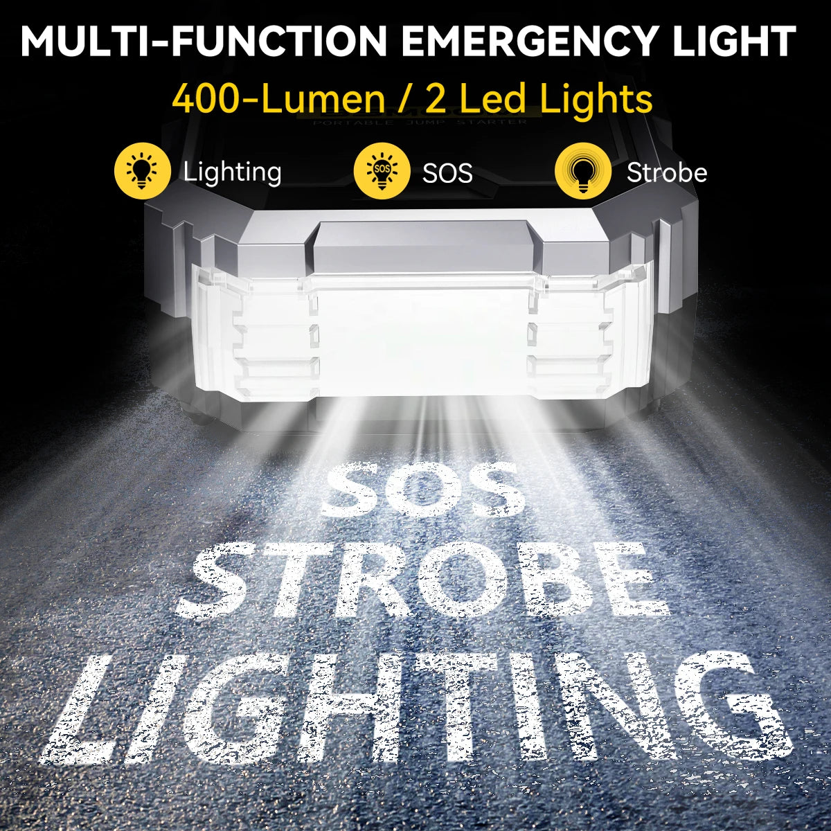 Car Jump Starter with Air Compressor Battery Booster 12V Power Bank with LED Flashlight, Smart Cable