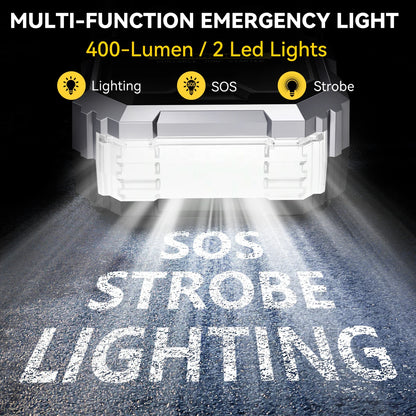 Car Jump Starter with Air Compressor Battery Booster 12V Power Bank with LED Flashlight, Smart Cable