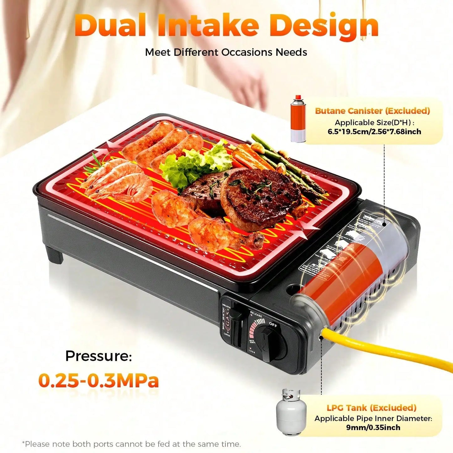 Gas Grill Portable Butane Stove,Stainless Steel Griddle