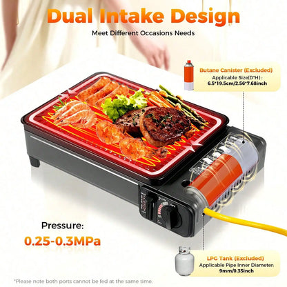 Gas Grill Portable Butane Stove,Stainless Steel Griddle