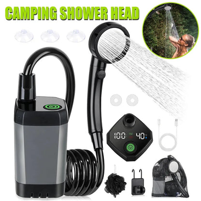 Portable Shower for Camping, 6000mAh Rechargeable