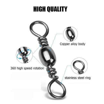 Goture 200pcs Barrel Fishing Swivel Size Rolling Swivels
