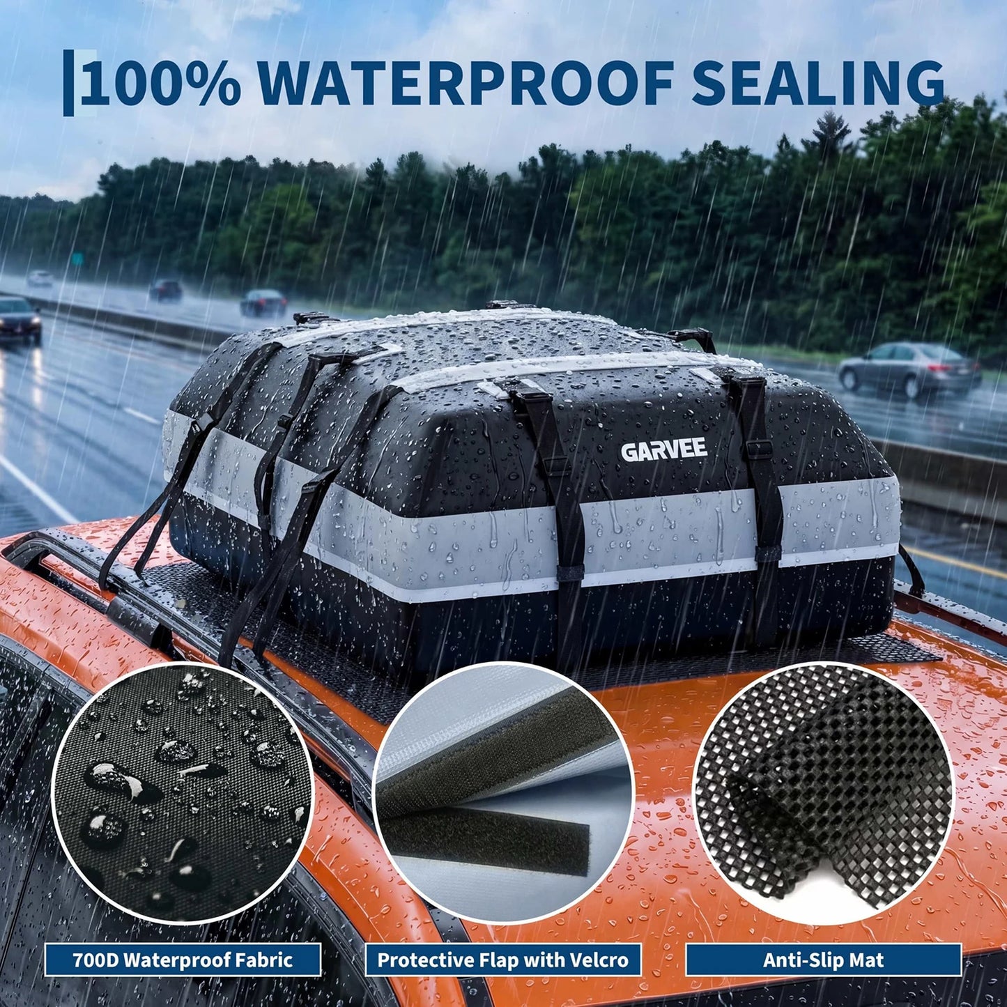 21 Cubic Feet Waterproof Car Rooftop Cargo Carrier Bag Soft Shell Roof