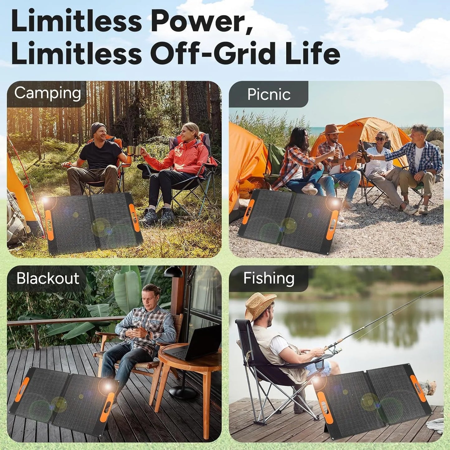 200W Foldable Solar Panel 110W Portable Solar Charger