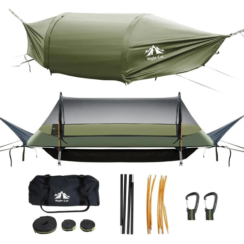 Flat Lay Hammock Tent with Trekking Poles for 1 Person Flat Lay Hammock