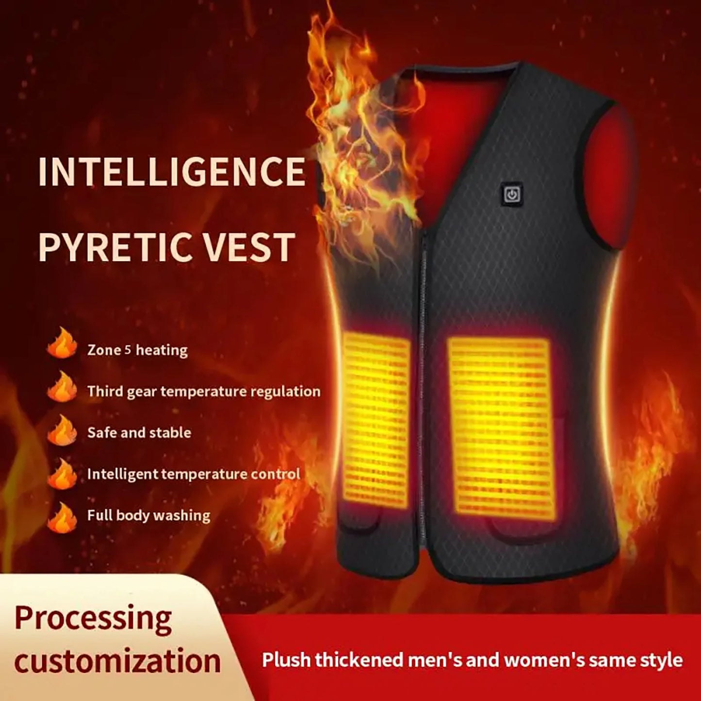 USB Heated Vest 3-speed Adjustable Temperature Self-heating Vest Washable