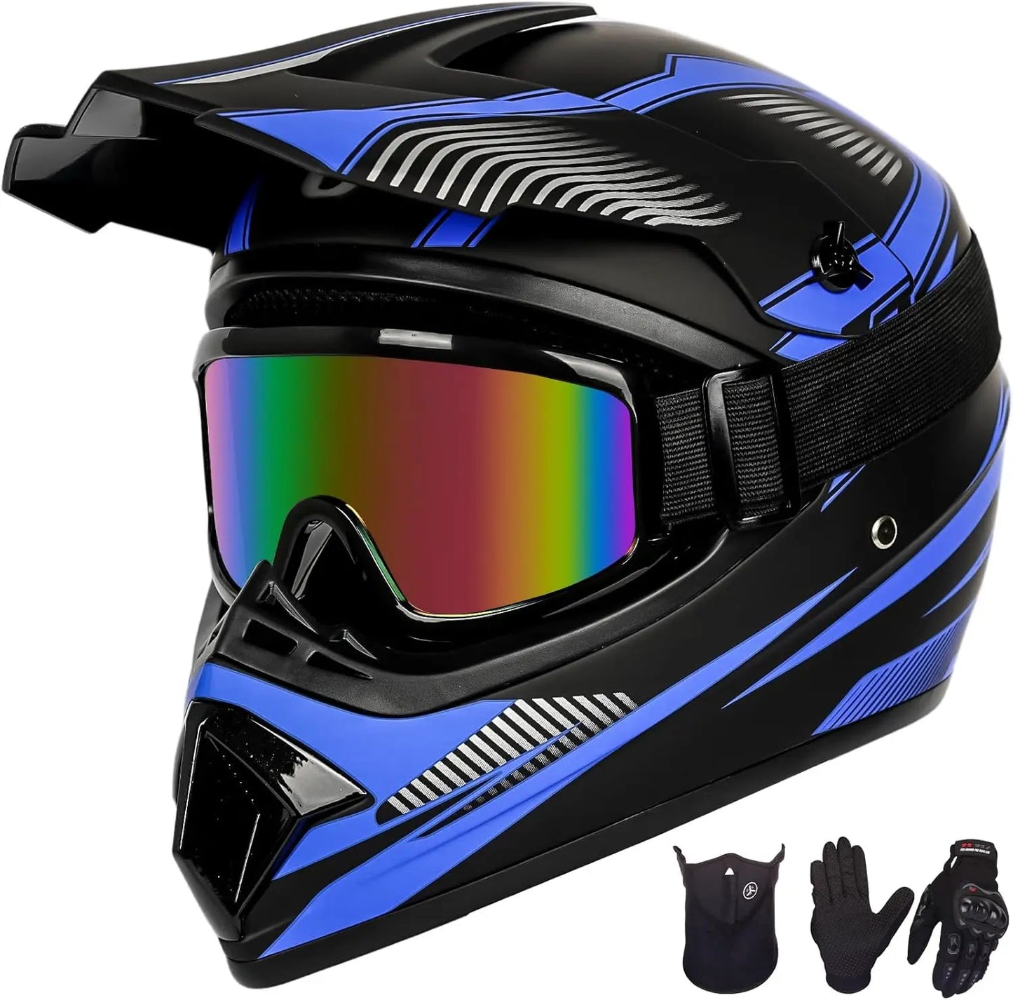 Youth Dirt Bike Helmet Set with Gloves, Goggles,