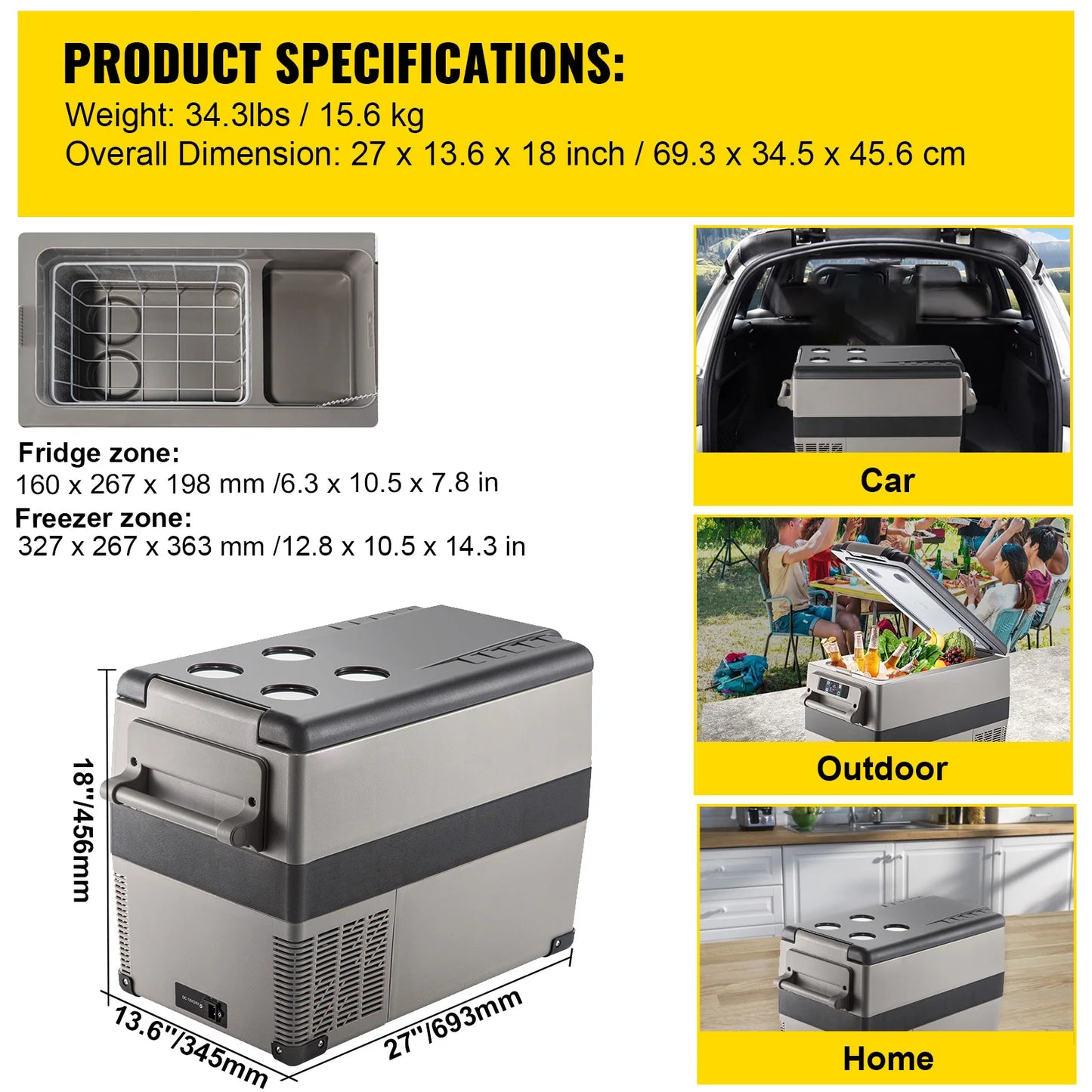 Car Refrigerator Mini Fridge Freezer Portable Compressor Cooler