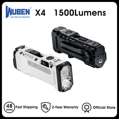 Flat Flashlight with RGB Light, 1500 Lumens Mini Flashlight with Tactical Switch and Magnetic,
