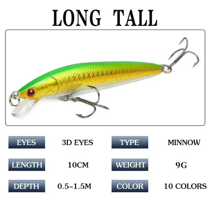 10pcs 9g/10cm Fishing Lures Minnow