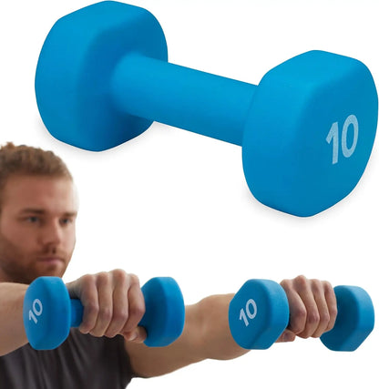 Neoprene Coated Dumbbell Hand Weight(10lb, Blue)