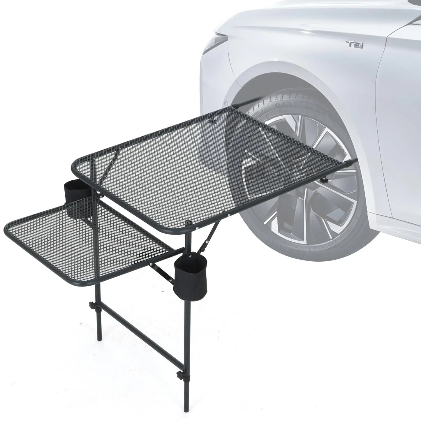 Aluminum Tailgate Table With Cupholders Adjustable Height
